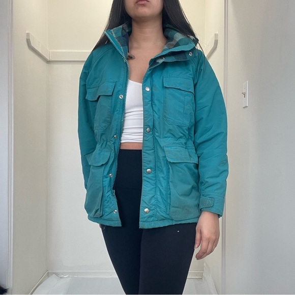 🏕️ Vintage L.L. Bean Jacket – Teal Blue with Plaid Lining 🏕️ - Picture 3 of 14